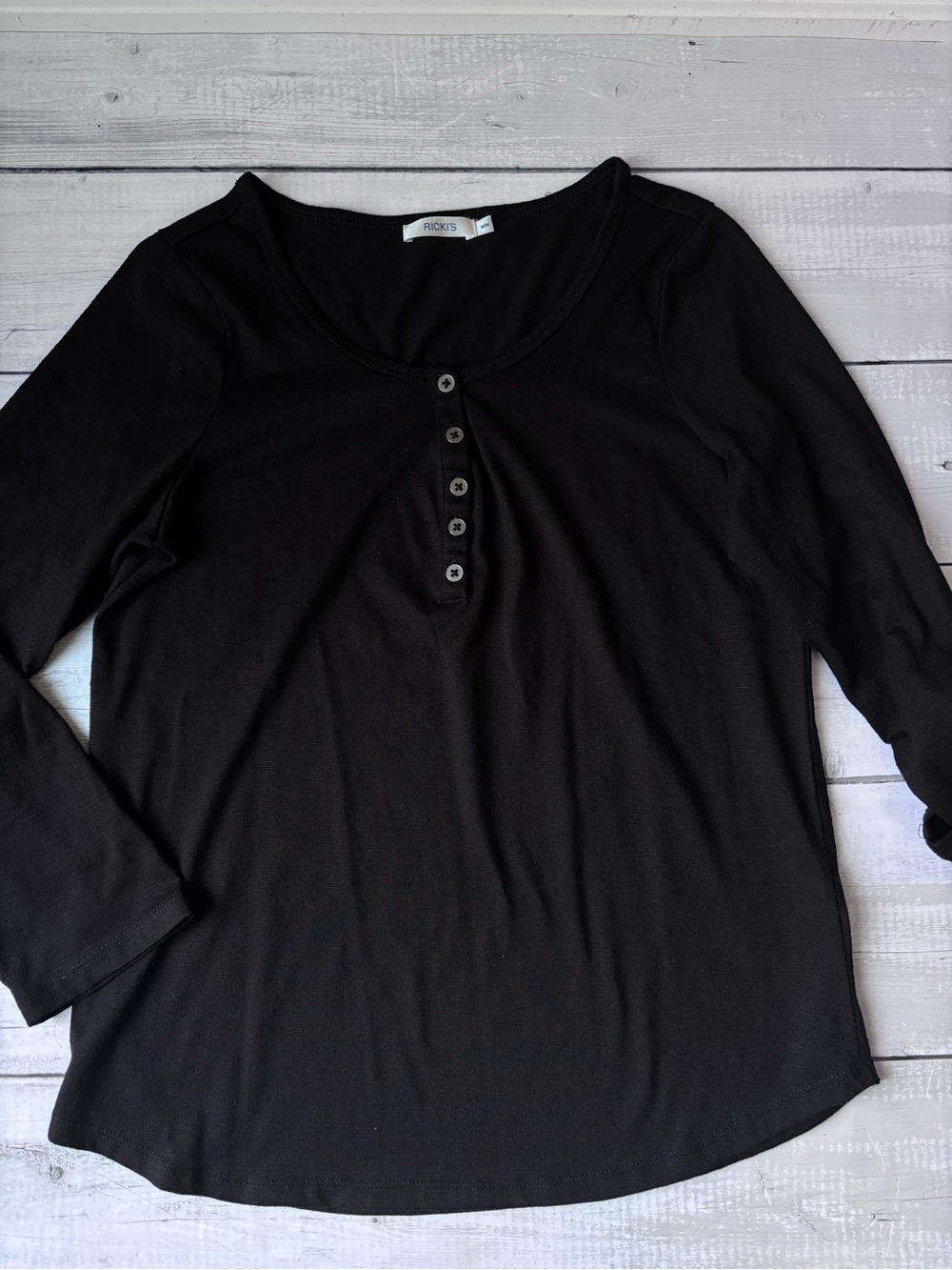 Ricki's Black Long Sleeve Henley Top